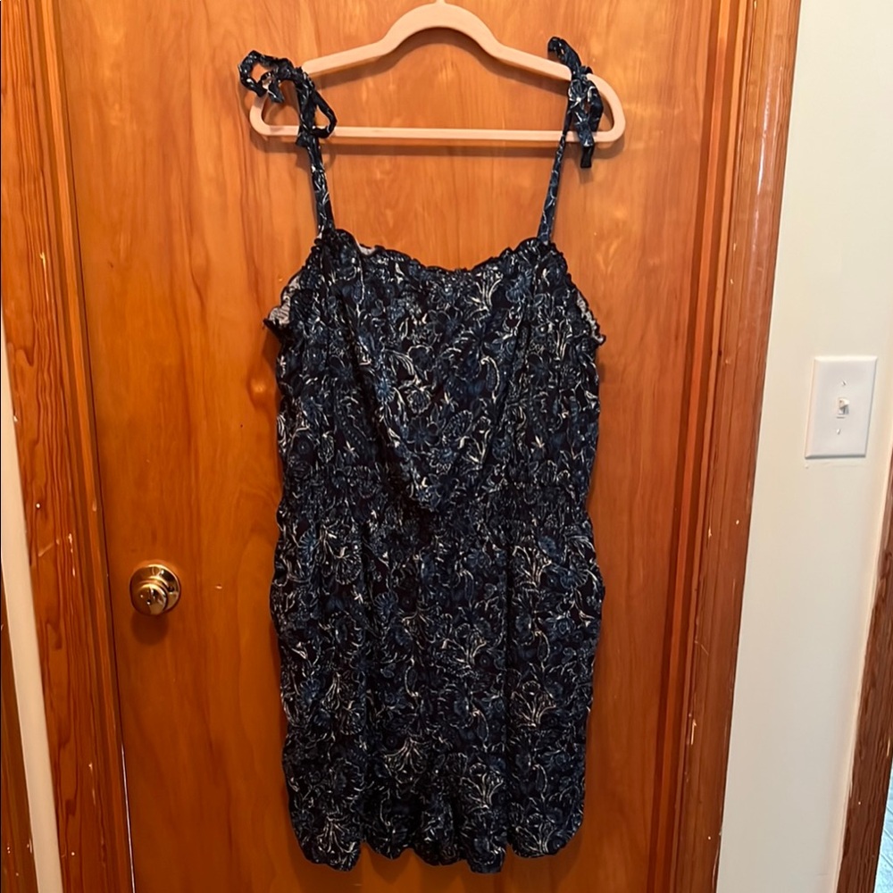 Torrid Navy and White Floral Top